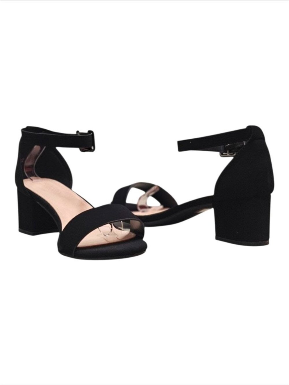 Black Block Heel Open-Toe Sandals With Adjustable Ankle Strap - Womens Shoes For